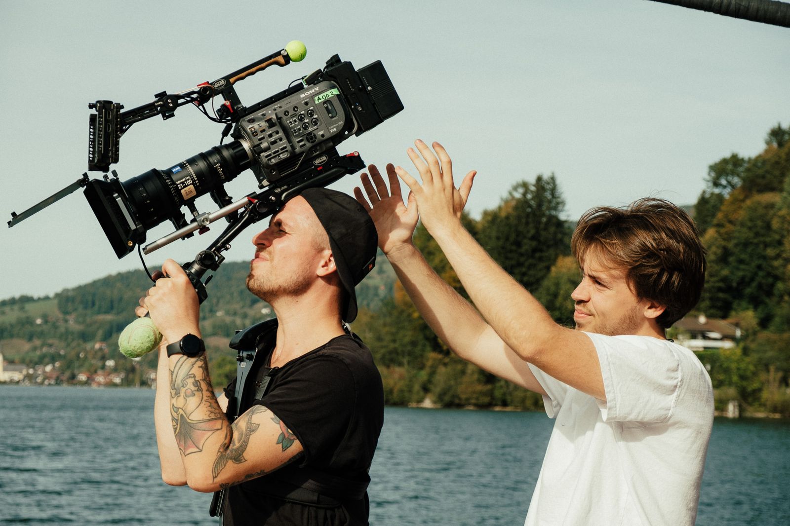handheld camera at the lakeshore