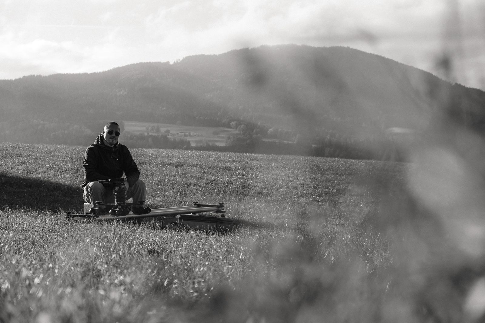 dolly setup in the meadow